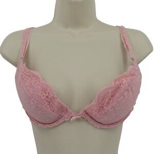 VTG Jezebel Renee of Hollywood 36B Bra 483 Pink Floral Flower Lace Underwire